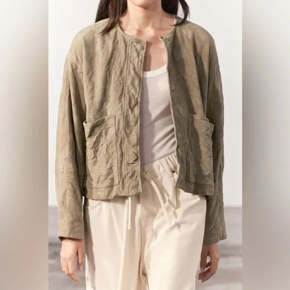 NWT ZARA 100% GENUINE SUEDE JACKET ZW COLLECTION Size S - Picture 4 of 16